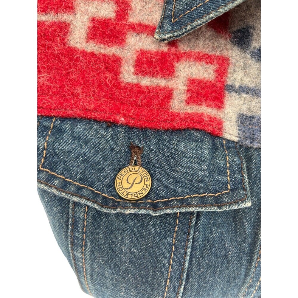 Pendleton Vest Size Small Women's Blue Denim Shell Cotton Red Yokes Wool - Picture 4 of 7